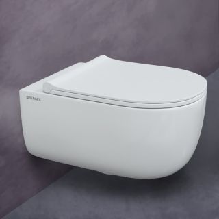 Подвесной унитаз Berges EGO XL Rimless белый 082118 сиденье Toma Slim SO микролифт быстросъёмное